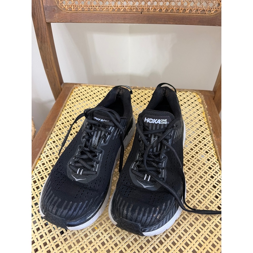 Hoka One One Clifton 5 Womens Running Shoes Black White Sneakers